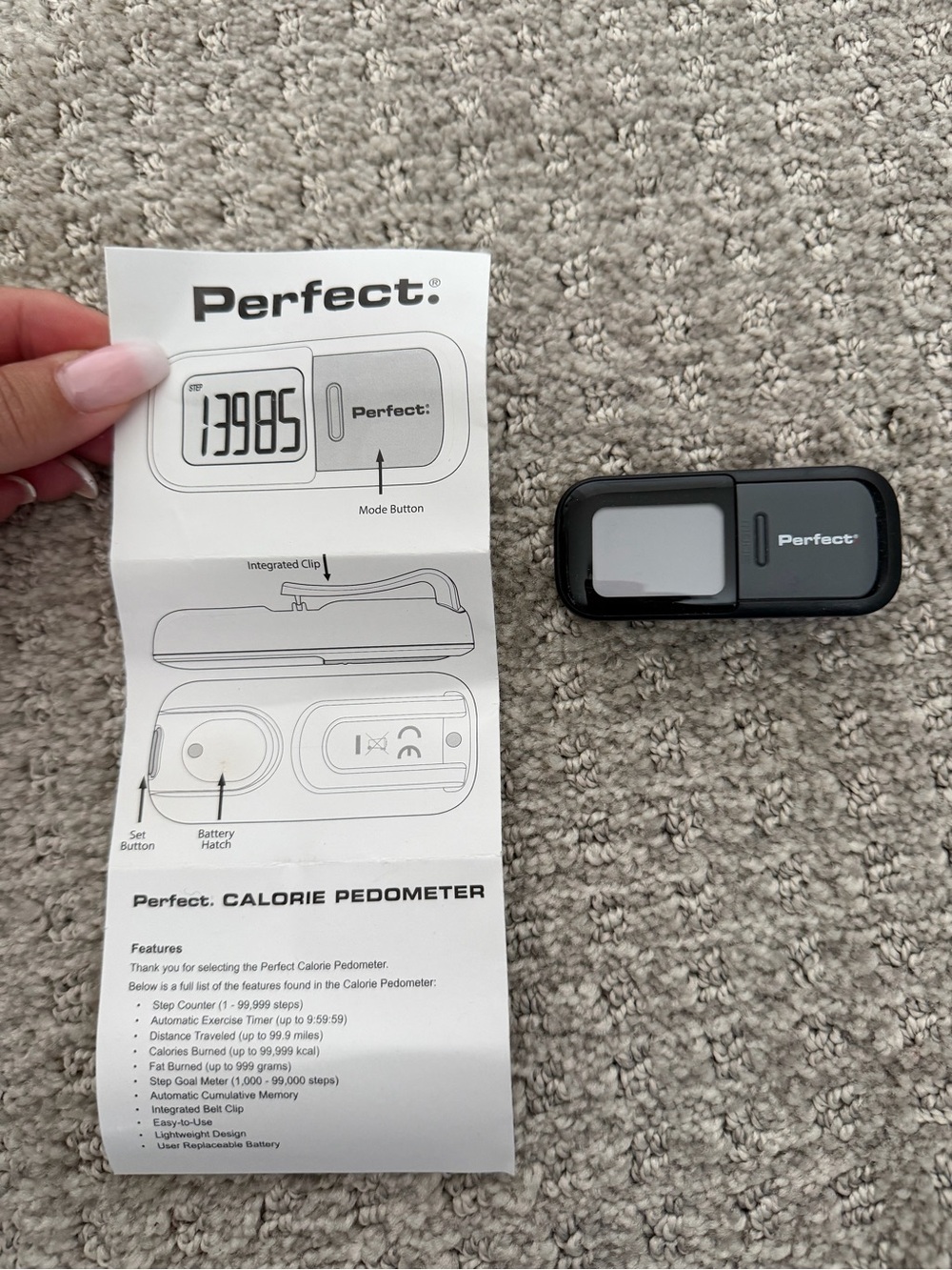 Perfect Calorie Pedometer in Black